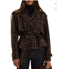 FAVORITE DAUGHTER THE CROPPED CHARLES TRENCH TOFFEE PLAID