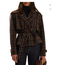 FAVORITE DAUGHTER THE CROPPED CHARLES TRENCH TOFFEE PLAID