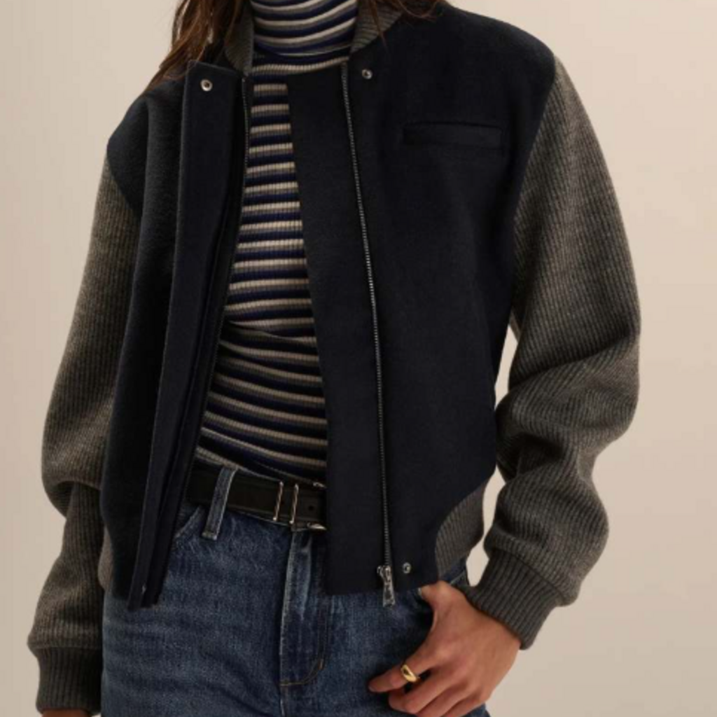 FAVORITE DAUGHTER THE STUDIO BOMBER NAVY GREY