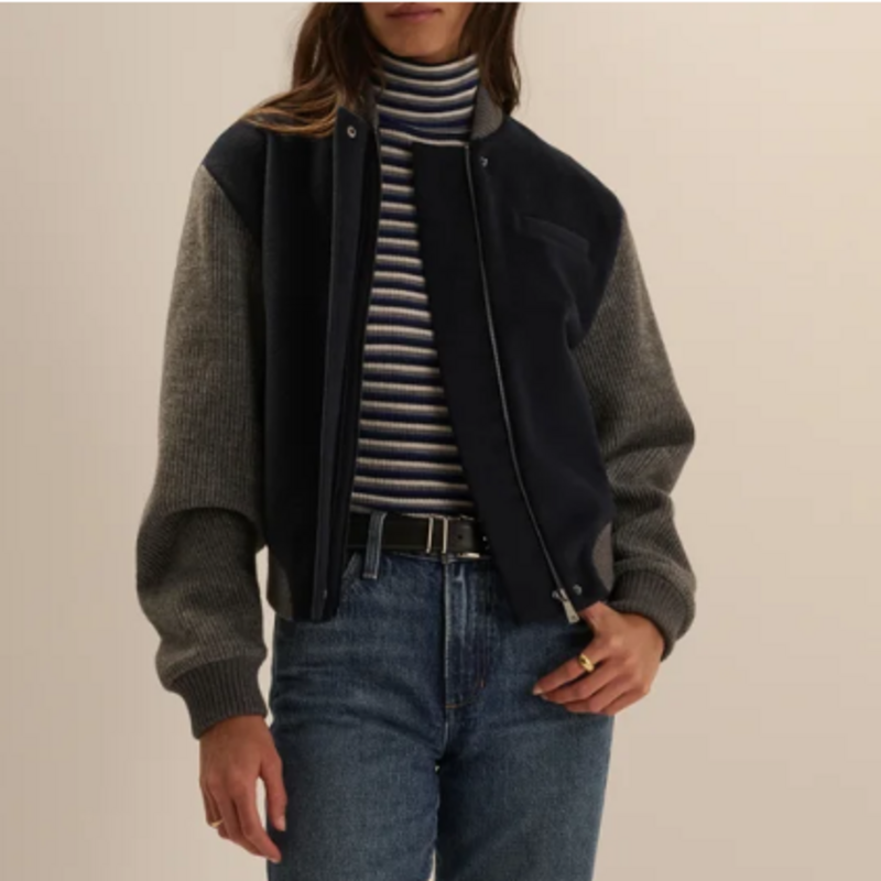FAVORITE DAUGHTER THE STUDIO BOMBER NAVY GREY