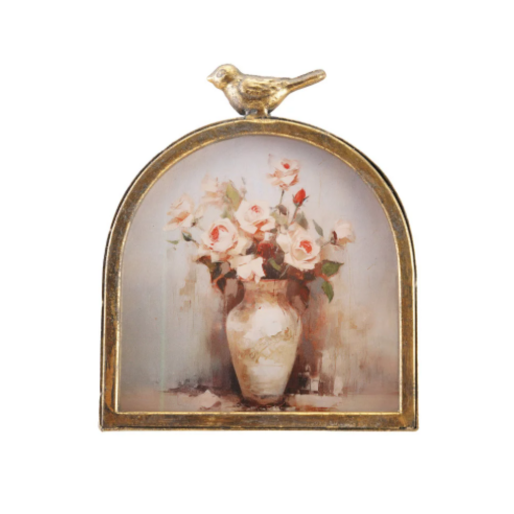 Metal Photo Frame W Bird, Gold Finish