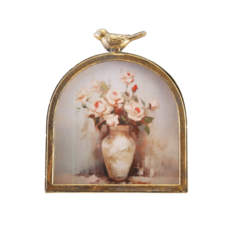 Metal Photo Frame W Bird, Gold Finish
