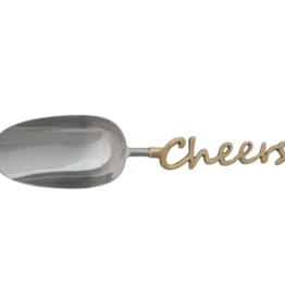 Stainless Steel Scoop w Brass Handle "Cheers"