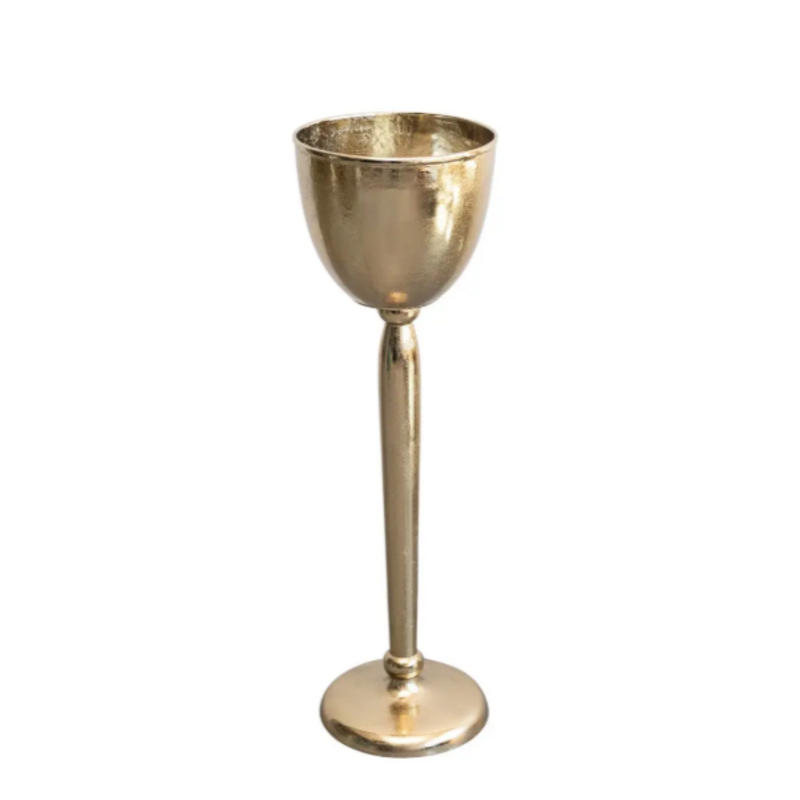Cast Aluminum Bottle Cooler w Ring Handles, Gold Finish