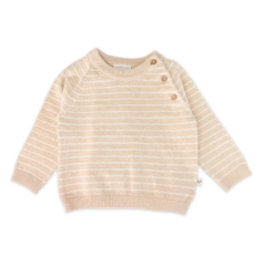 Viverano Milan Knit Baby Stripe Button Pullover Heather Oat
