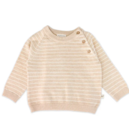 Viverano Milan Knit Baby Stripe Button Pullover Heather Oat