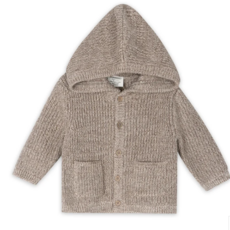 Viverano Classic Chunky Knit Baby Hooded Jacket Cocoa Heather Mix