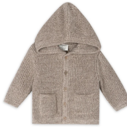 Viverano Classic Chunky Knit Baby Hooded Jacket Cocoa Heather Mix