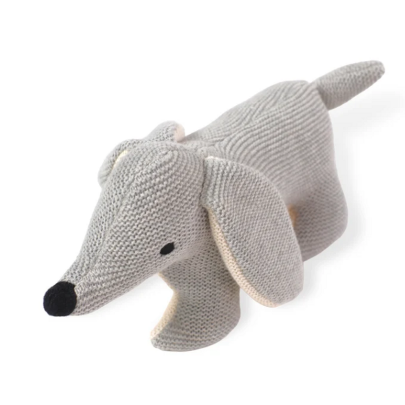 Viverano Dachshund Dog - Organic Knit Stuffed Animal  Grey Heather