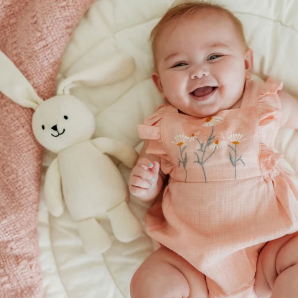 Viverano Jojo Lil Bunny - Sherpa Knit Stuffed Animal Baby Toy Linen