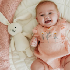Viverano Jojo Lil Bunny - Sherpa Knit Stuffed Animal Baby Toy Linen