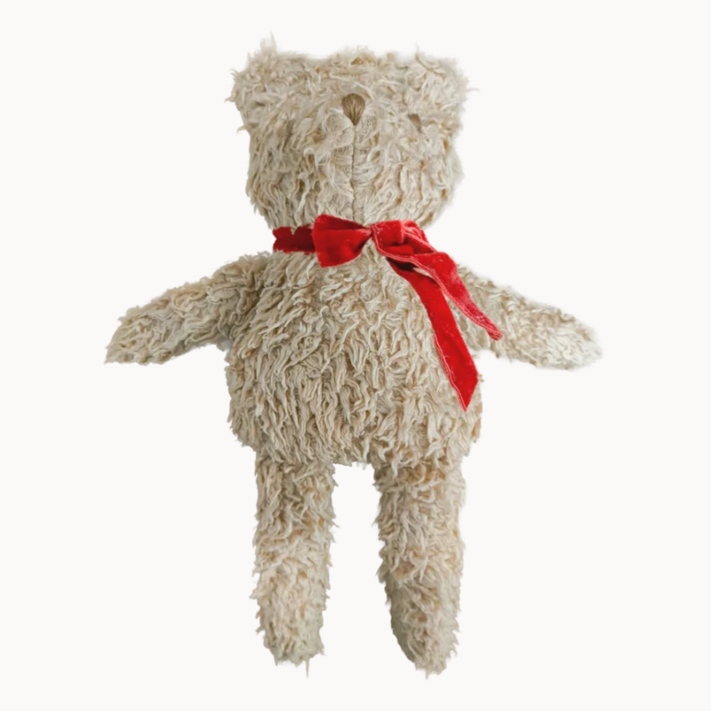 The Blueberry Hill Plush Bear Red Velvet Bow Baby Toddler Toy Organic Gift
