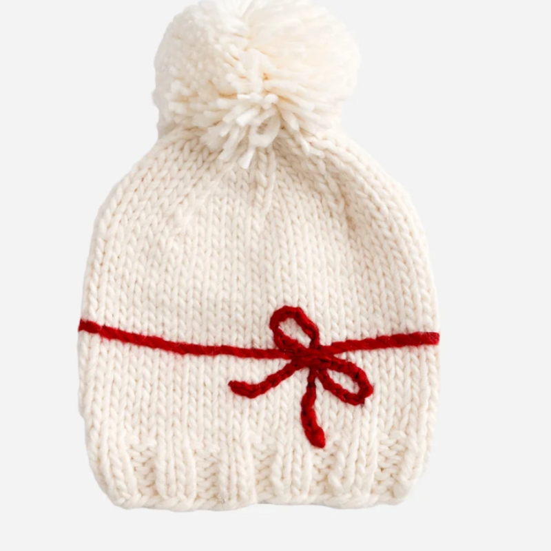 The Blueberry Hill Present Hat Cream Red Kid Baby Holiday Christmas Bow