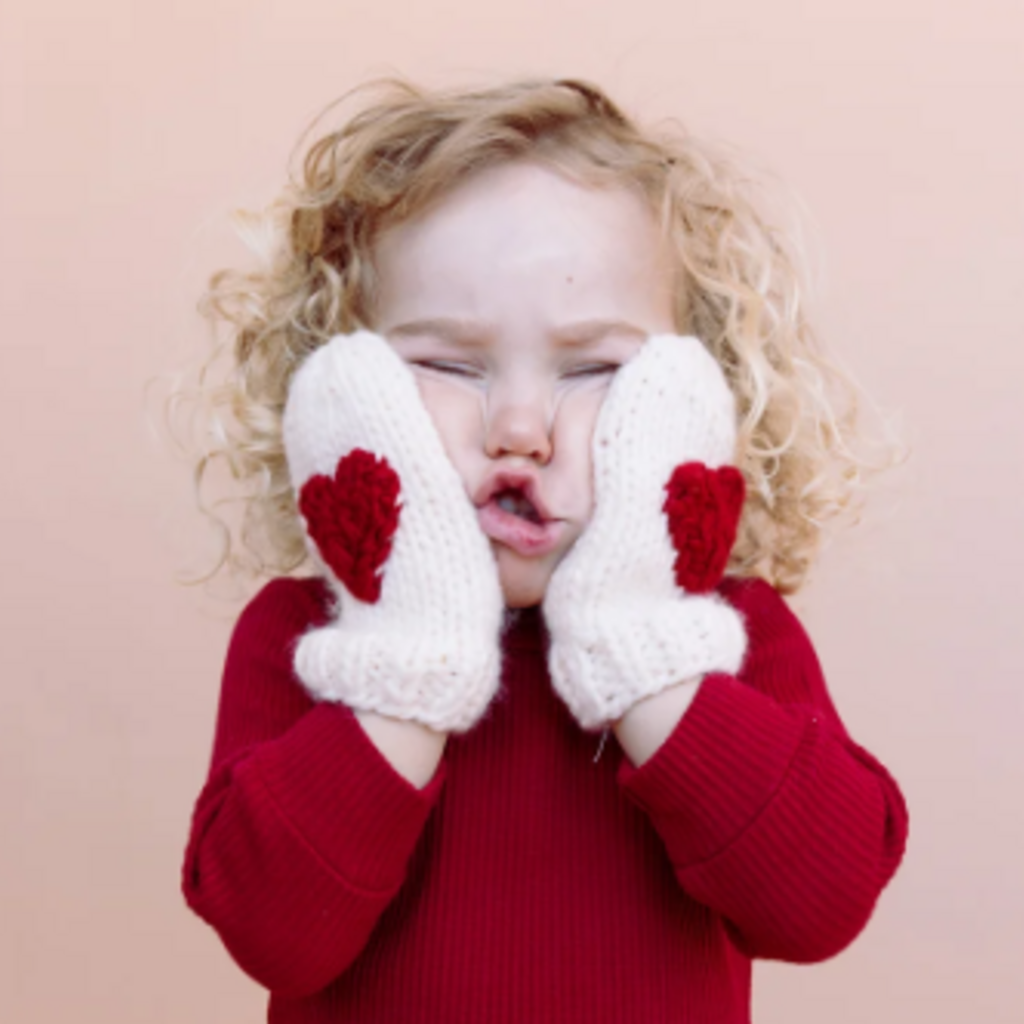 The Blueberry Hill Heart Mittens Red