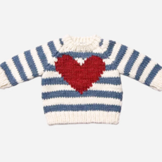 The Blueberry Hill Stripe Big Heart Sweater Baby Boy Blue Gift Spring Love Blue