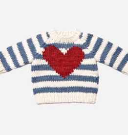 The Blueberry Hill Stripe Big Heart Sweater Baby Boy Blue Gift Spring Love Blue