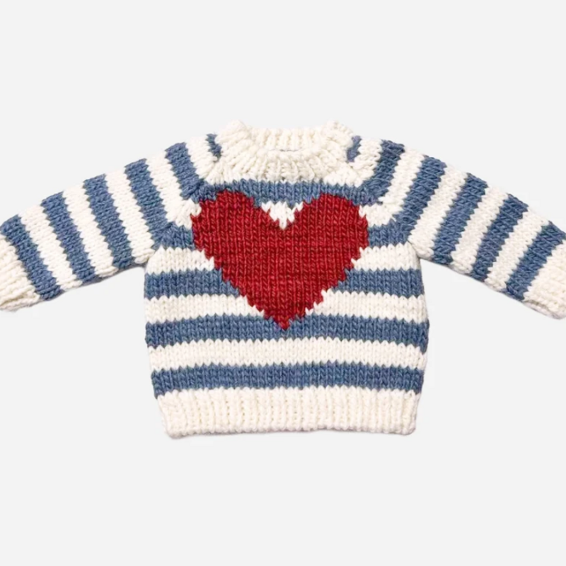 The Blueberry Hill Stripe Big Heart Sweater Baby Boy Blue Gift Spring Love Blue