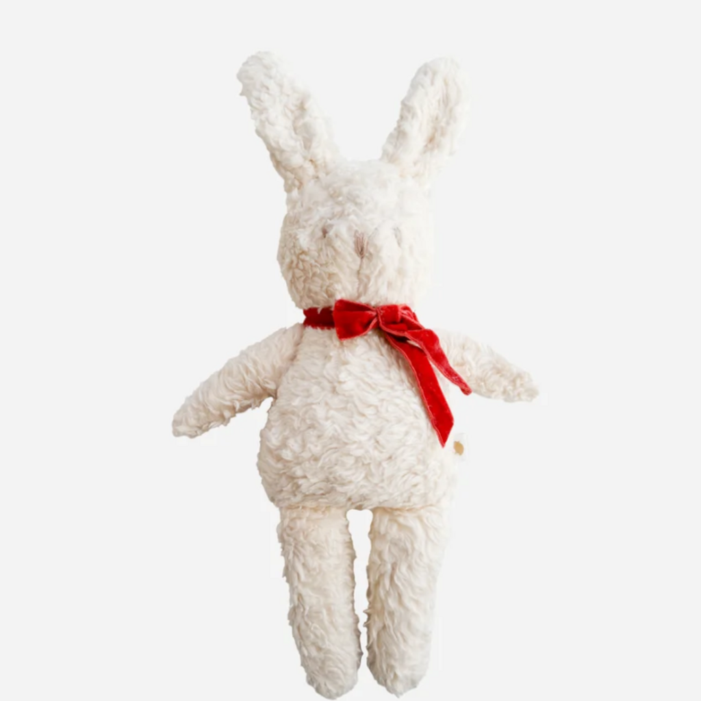 The Blueberry Hill Plush Bunny Red Velvet Bow Doll Baby Holiday Toy Organic