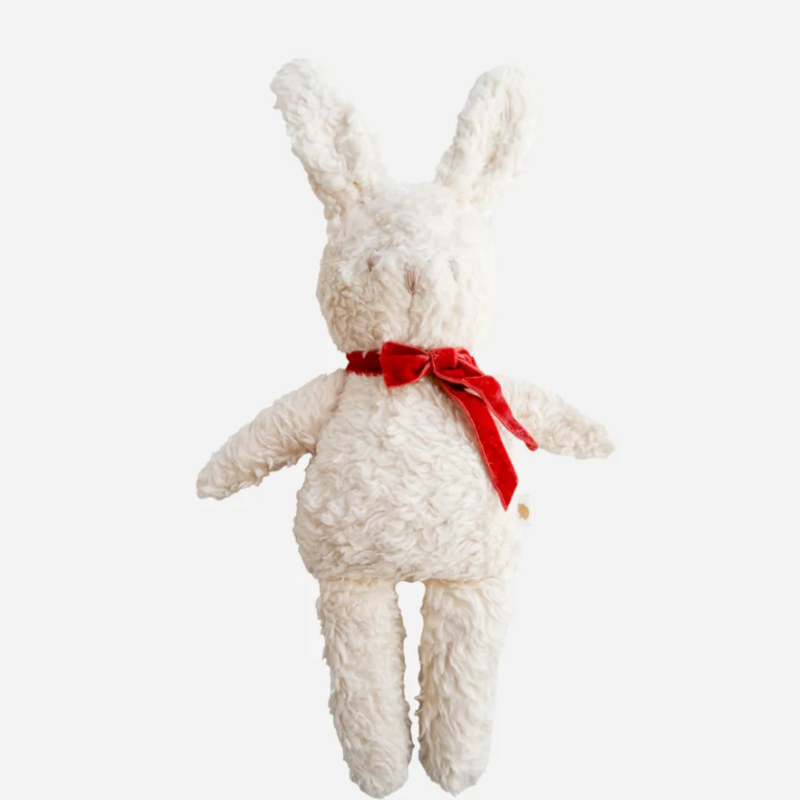 The Blueberry Hill Plush Bunny Red Velvet Bow Doll Baby Holiday Toy Organic