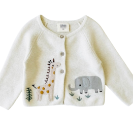 Viverano Animal Safari Embroidered Baby Cardigan Sweater Natural