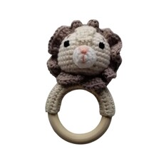 D & C TOYS Lion Teething Ring Hand Crocheted Rattle Toy