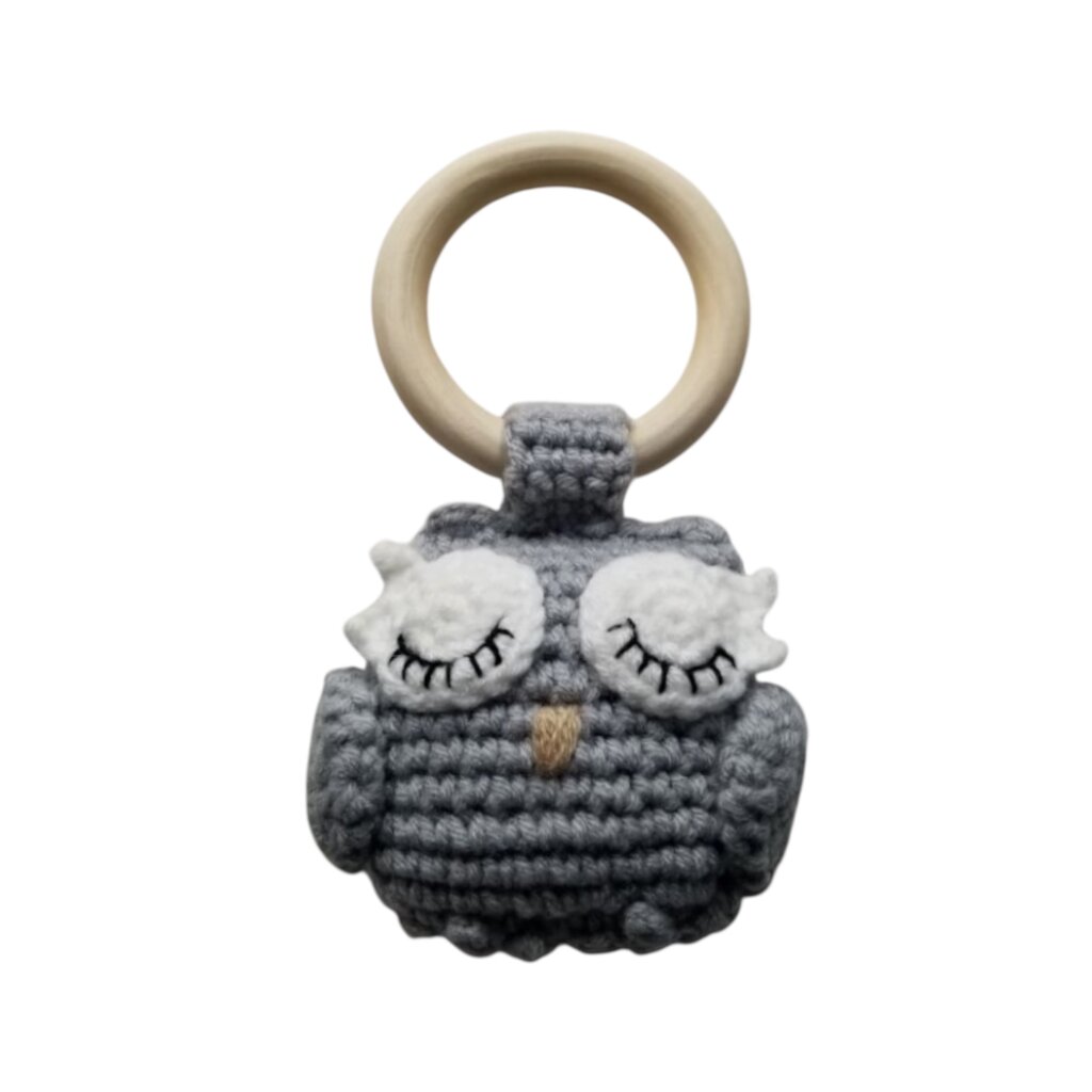 D & C TOYS Owl Cotton Hand Crochet Rattle