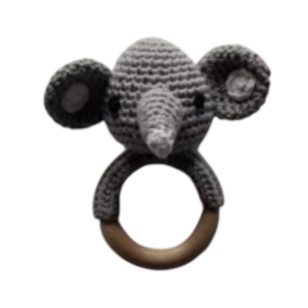 D & C TOYS Elephant Hand Crochet Rattle Baby Toy