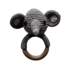 D & C TOYS Elephant Hand Crochet Rattle Baby Toy