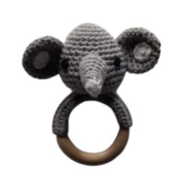 D & C TOYS Elephant Hand Crochet Rattle Baby Toy