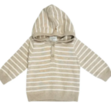 Viverano Oat Heather Stripe Hooded Sweater Knit Baby Pullover