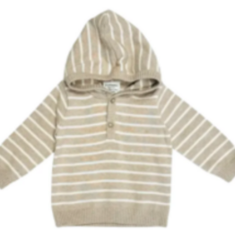Viverano Oat Heather Stripe Hooded Sweater Knit Baby Pullover