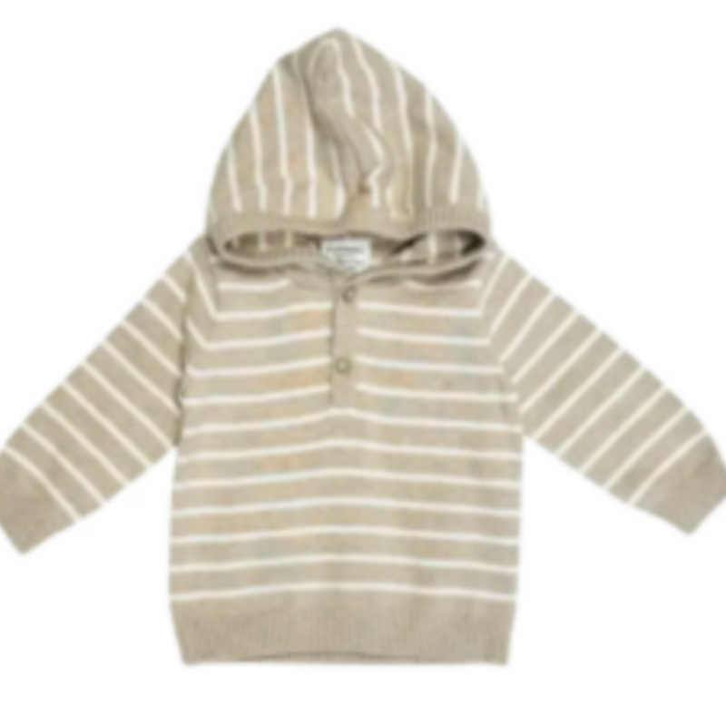 Viverano Oat Heather Stripe Hooded Sweater Knit Baby Pullover