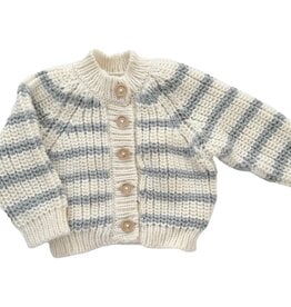 The Blueberry Hill Rib Knit Stripe Cardigan Bowie Grey Baby Kid Sweater