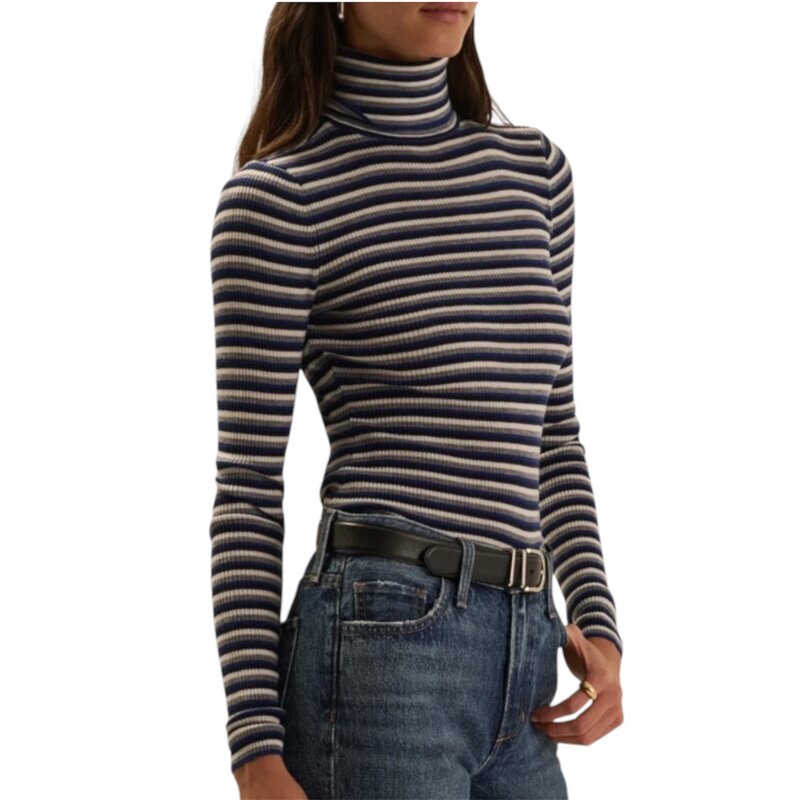 FAVORITE DAUGHTER THE AMELIA CREWNECK TOP MIDNIGHT STRIPE
