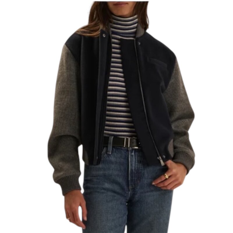FAVORITE DAUGHTER THE STUDIO BOMBER NAVY GREY