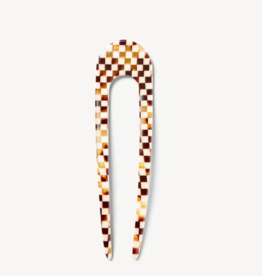 MACHETE Mini French Hair Pin in Tortoise Checker