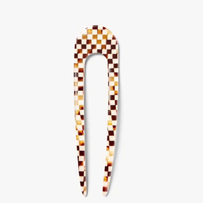 MACHETE Mini French Hair Pin in Tortoise Checker