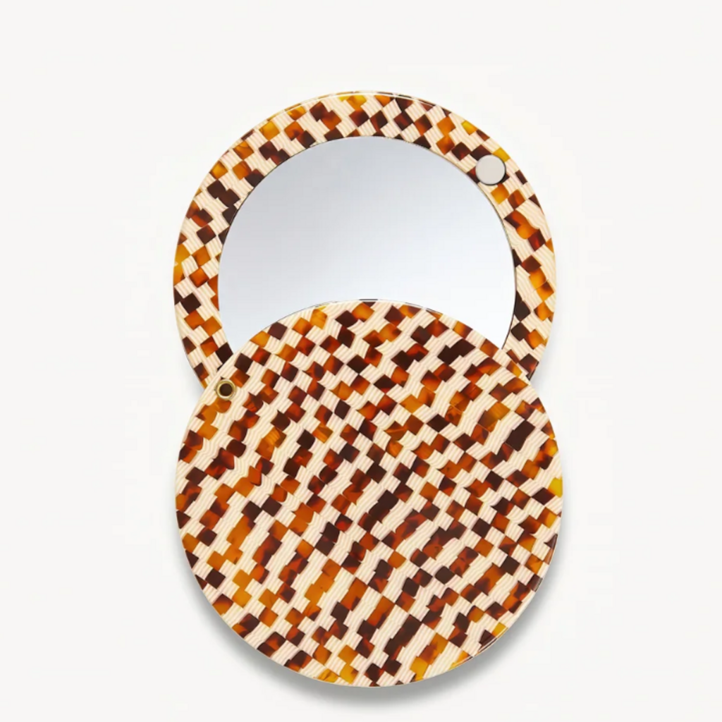 MACHETE Circle Mirror in Tortoise Checker