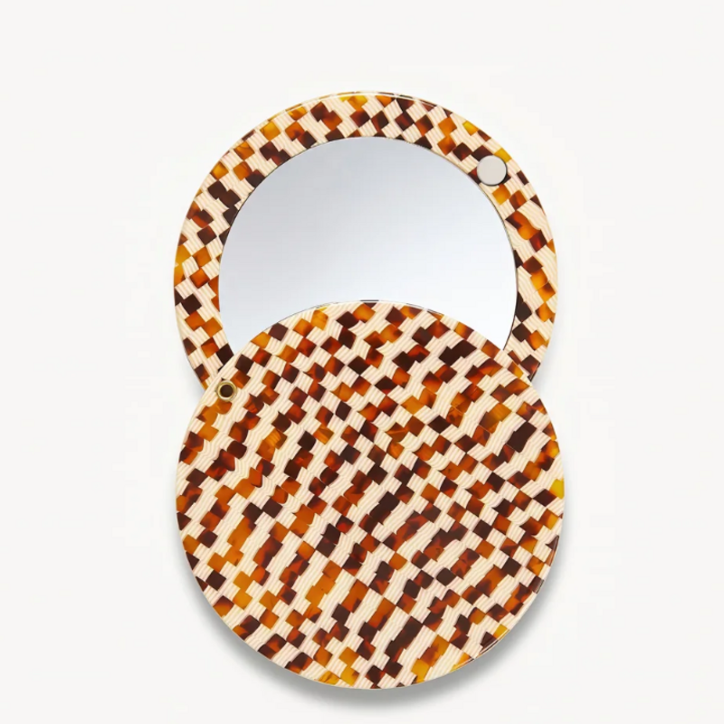 MACHETE Circle Mirror in Tortoise Checker