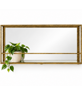 23-1/2"W Metal & MDF Wall Shelf w Mirror