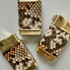 Rogue Paq Refillable Butane Lighters in Vegan Lizard and Snake Skin Neutral Snake