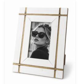 Foreside Home & Garden Henrie 4x6 Photo Brass Bordered Picture Frame White Wood
