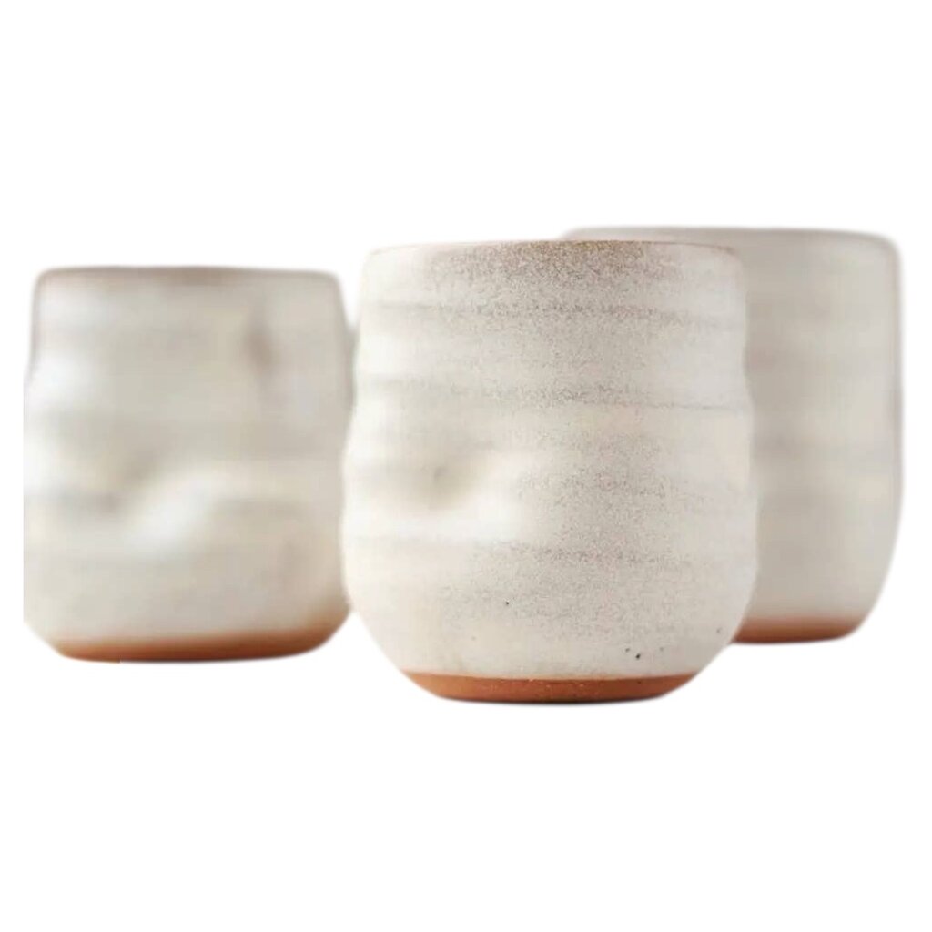 GRAVESCO POTTERY Artist Choice Little Sippers Handmade Pottery Shot Cup Off-White