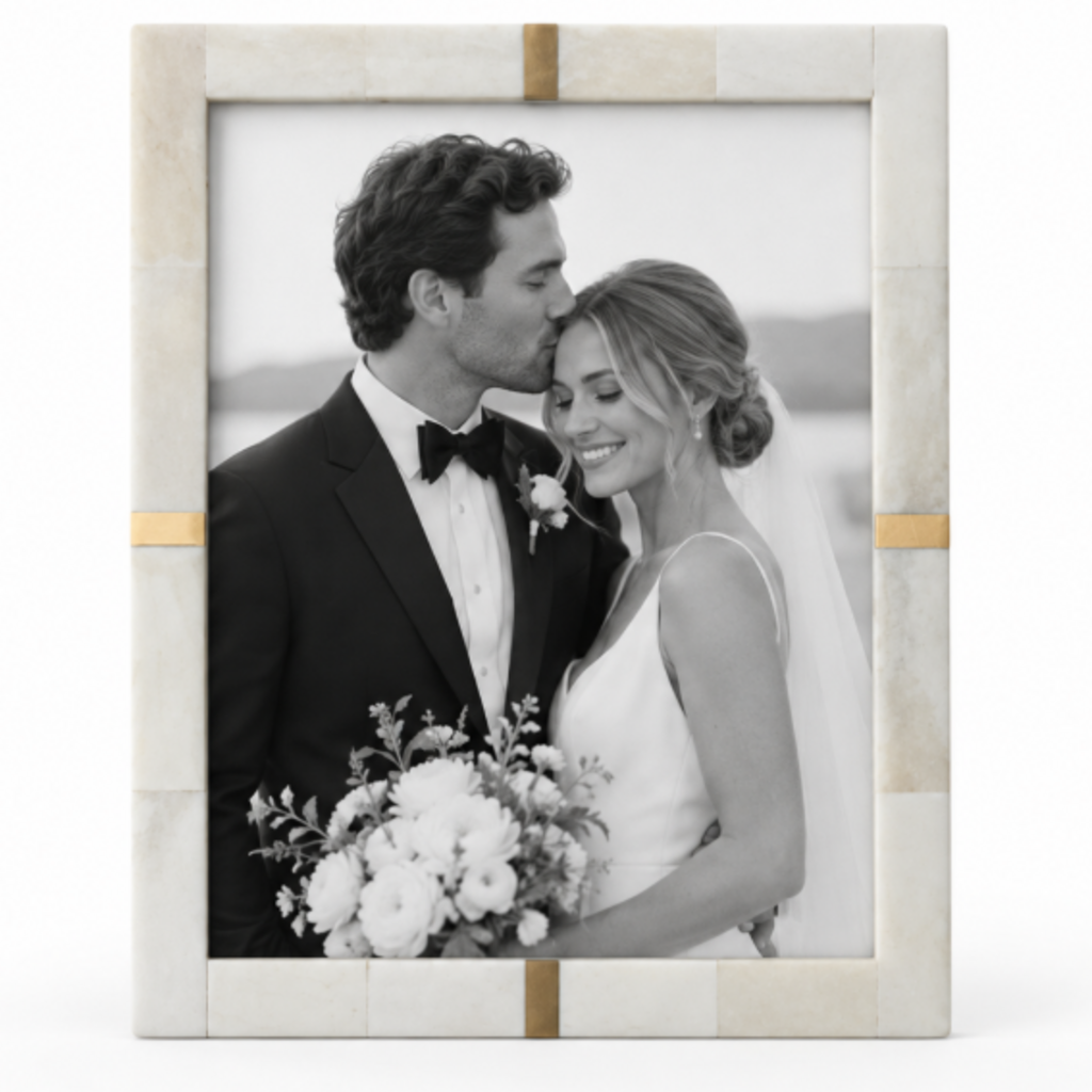 Bone Photo Frame with Brass Inlay (Holds 8" x 10" Photo)
