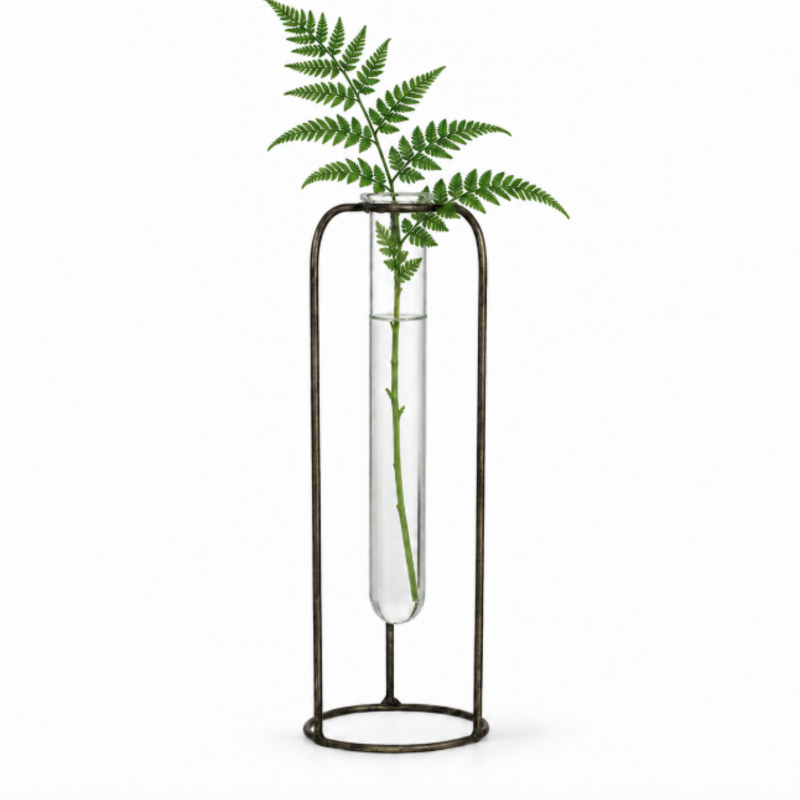 Archer Bud Vase, Glass and Metal