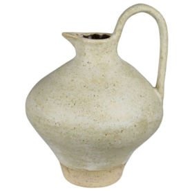 Umbria Pitcher with Tall Handle, Ceramic, White - Lrg
