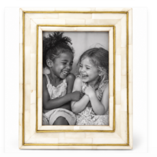 Matr Boomie Pravina 5x7 Picture Frame - Carved Bone, Brass Inlay