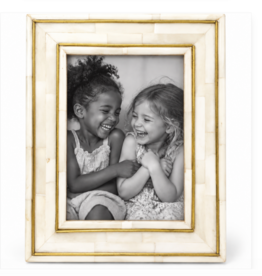 Matr Boomie Pravina 5x7 Picture Frame - Carved Bone, Brass Inlay