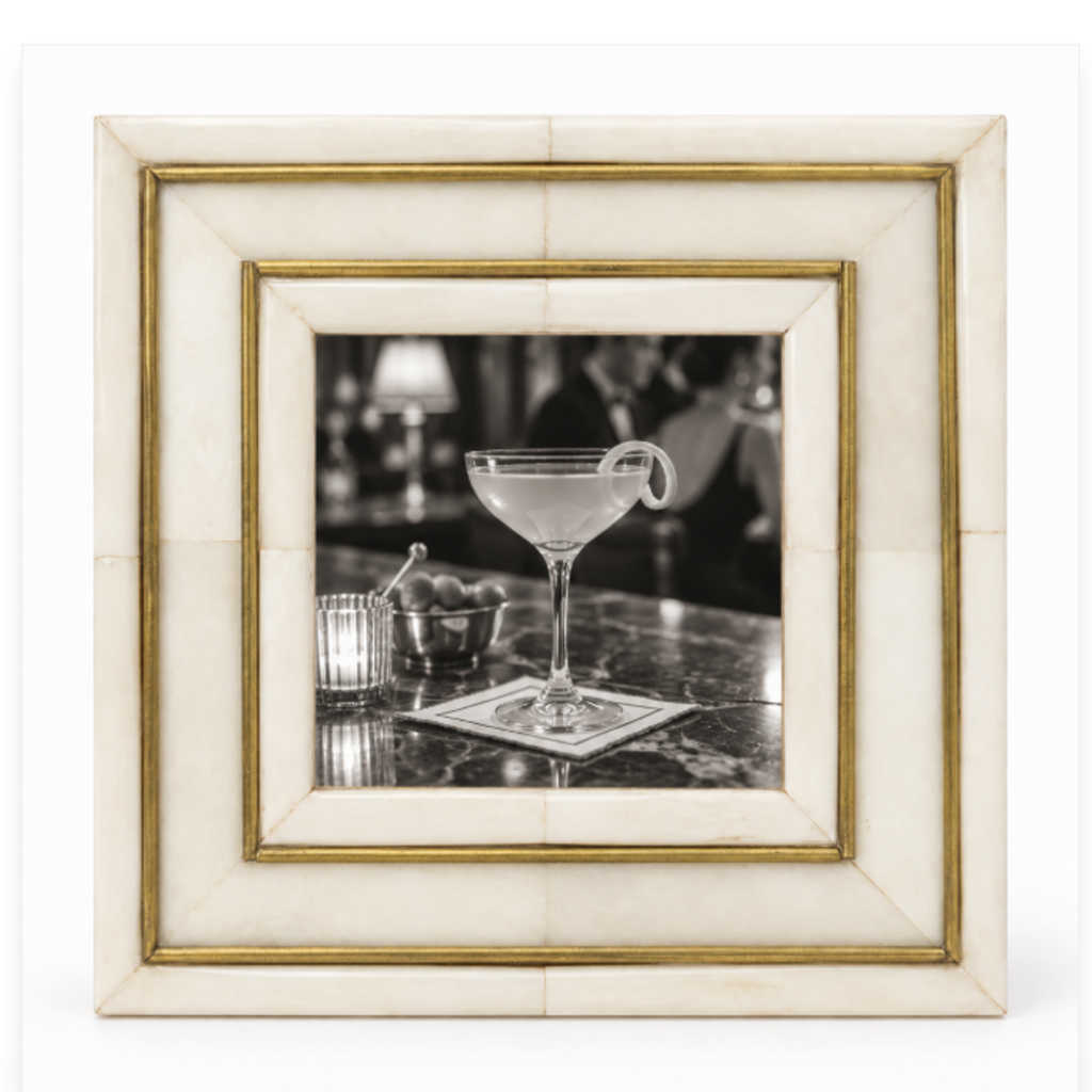 Matr Boomie Pravina 3x3 Picture Frame - Carved Bone, Brass Inlay