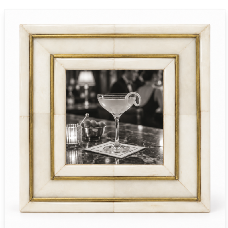 Matr Boomie Pravina 3x3 Picture Frame - Carved Bone, Brass Inlay